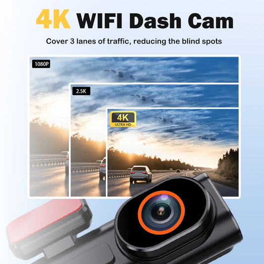AutoDefend Aprilboy 4K Dual-Lens Dash Cam — Front 4K + Rear 1080p | Wi-Fi | Parking Monitor | Night Vision | OLED Display | 512GB Support